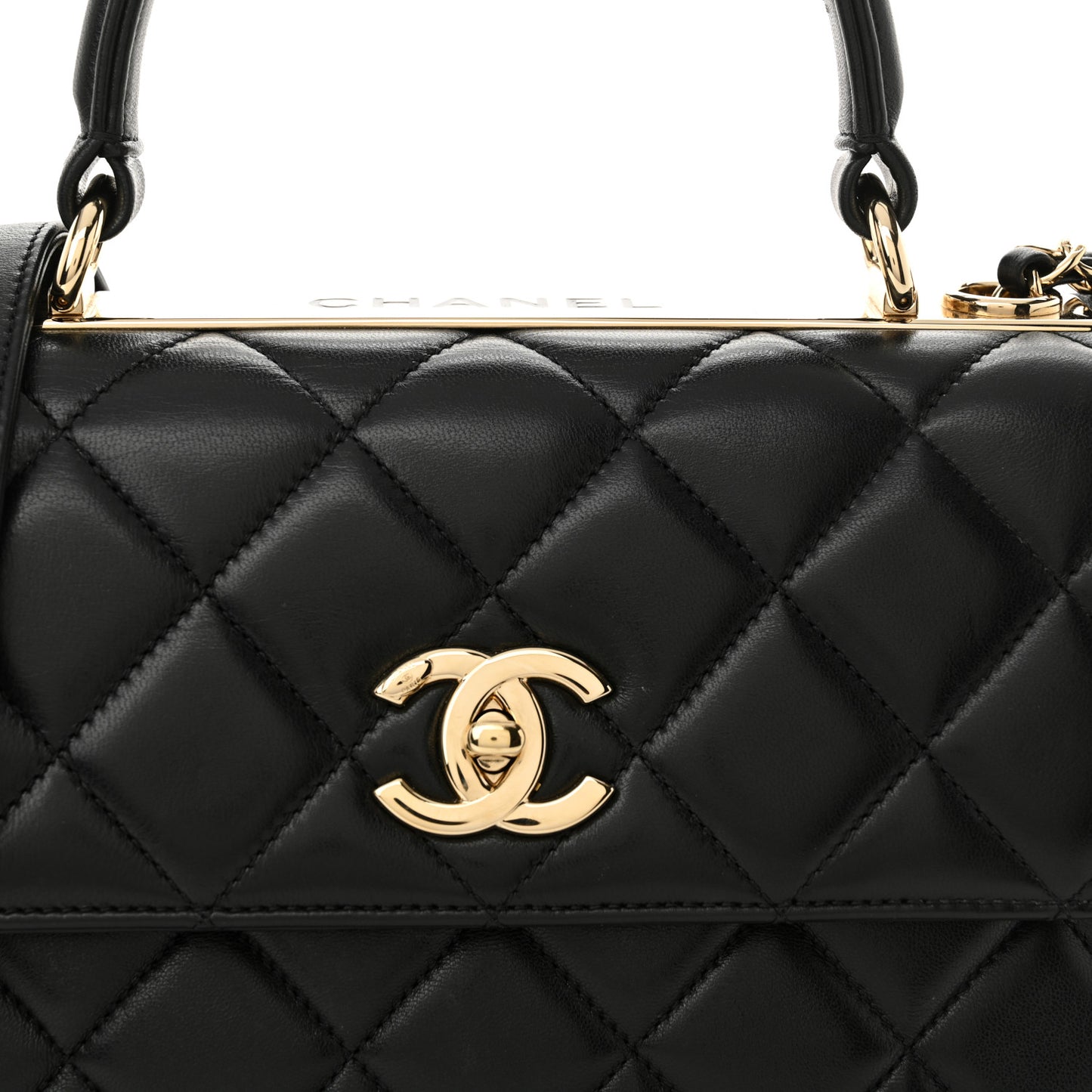 Lambskin Quilted Small Trendy CC Dual Handle Flap Bag Black