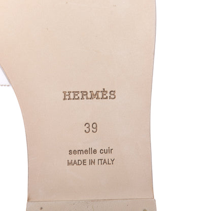 Hermes Box Calfskin Oran Sandals 39 White 8 of 9