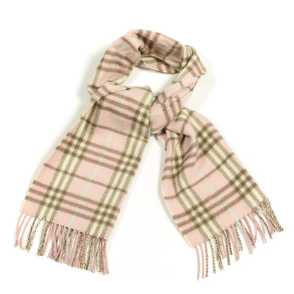 Burberry Cashmere Check Fringe Scarf Pink 1 of 3