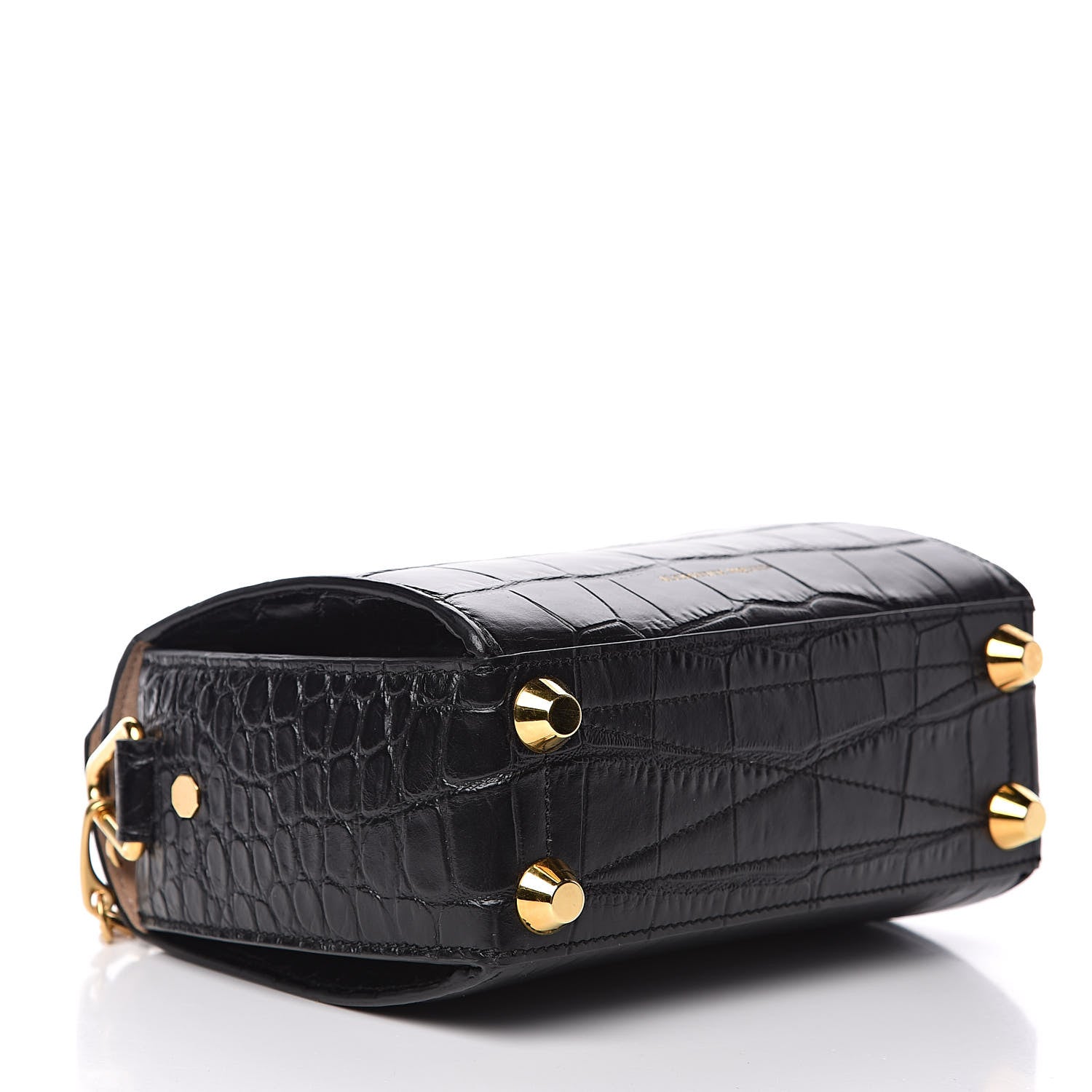 Alexander McQueen Calfskin Crocodile Embossed Box Shoulder Bag 19 Black 4 of 8