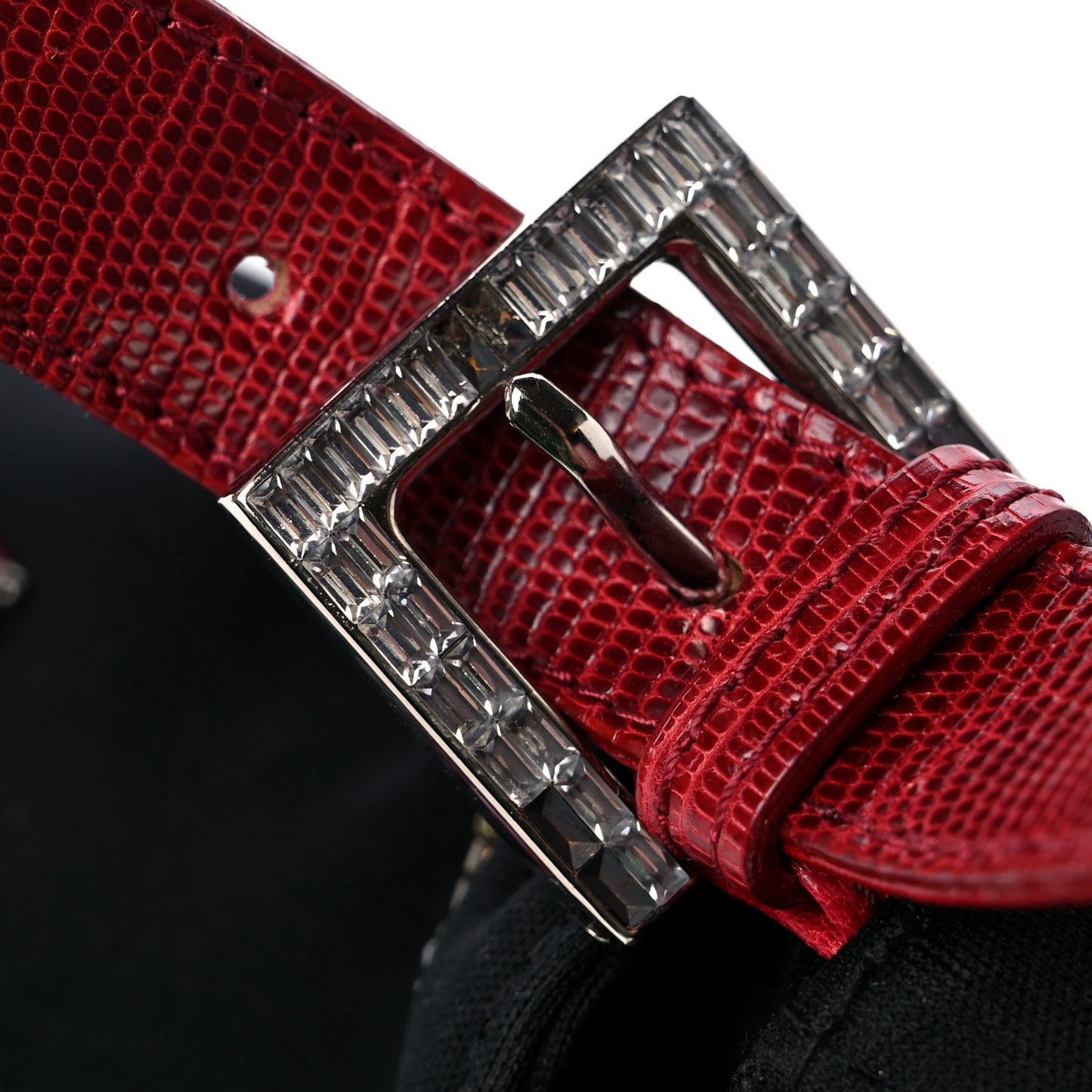 Satin Lizard Beaded Baguette Black