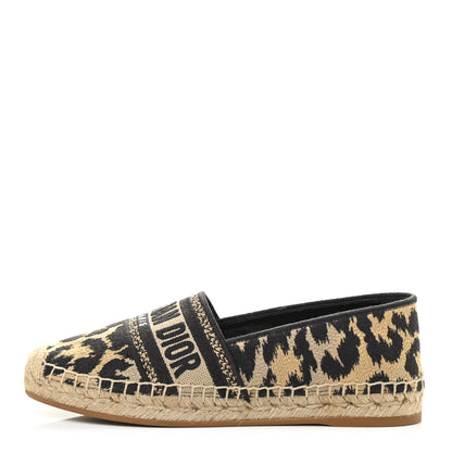 Christian Dior Cotton Embroidered Leopard Print Granville Espadrille 35.5 Natural 1 of 16