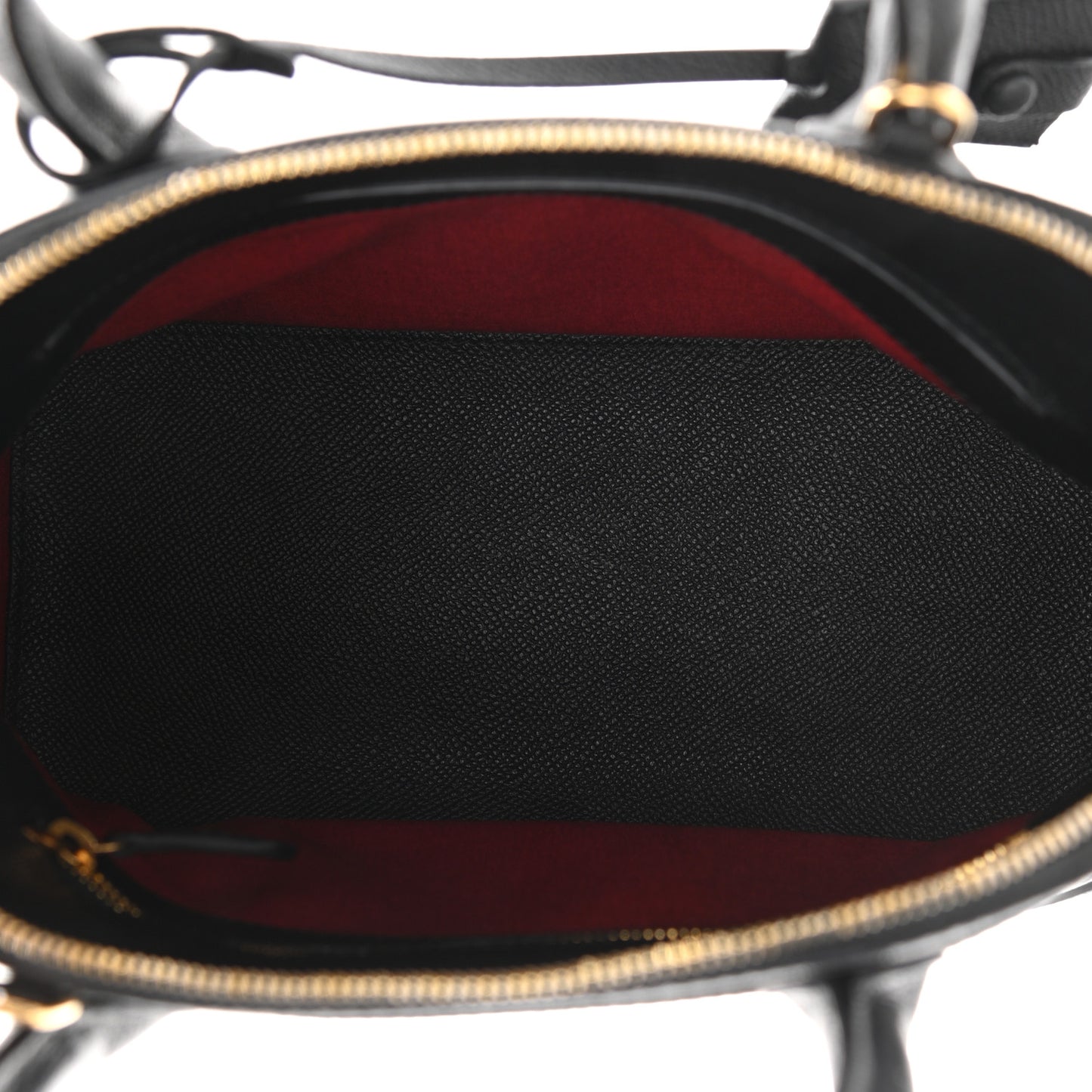 Signature Grained Calfskin Logo S Ville Top Handle Bag Black