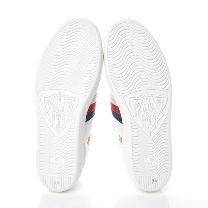 Gucci Calfskin Bee Star Embroidered Sylvie Web Ace Sneakers 38.5 White 5 of 9