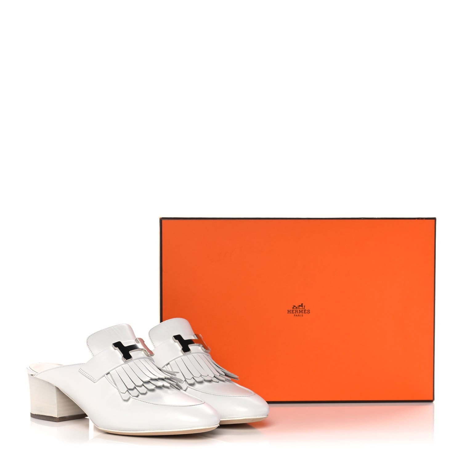 Hermes Goatskin Tuileries Mules 37.5 White 10 of 10