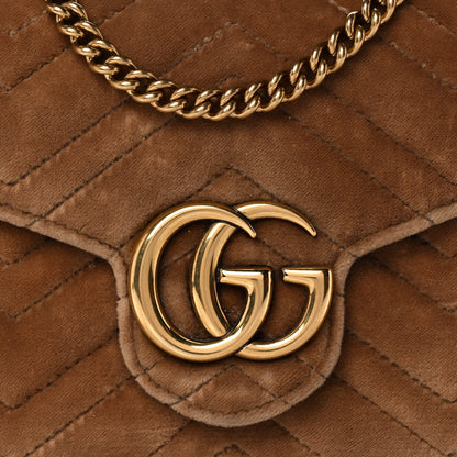 Gucci Velvet Matelasse GG Marmont Chain Wallet Taupe 11 of 23