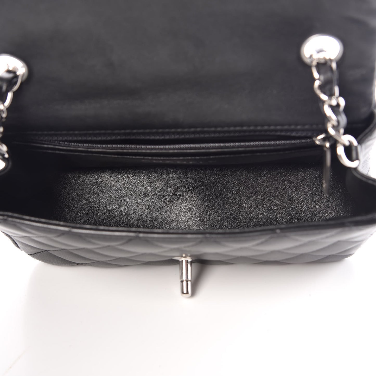Lambskin Quilted Mini Rectangular Flap Black