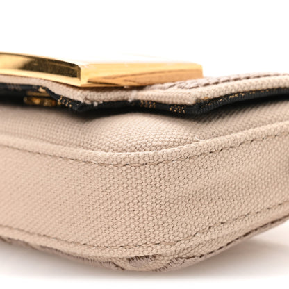 Fendi Canvas Vitello King FF Embroidered Nano Maxi Buckle Baguette Charm Nuvola 10 of 10