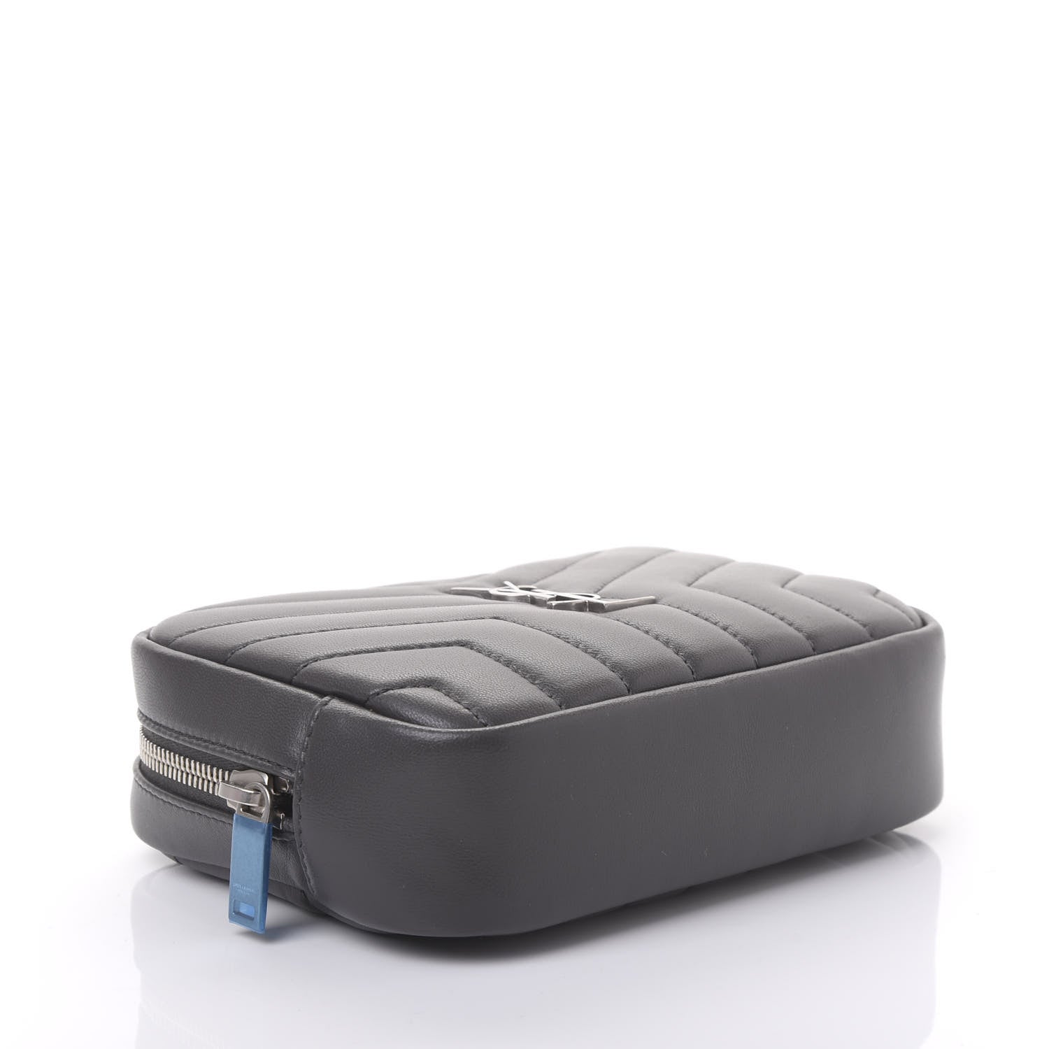 Saint Laurent Lambskin Y Quilted Monogram Loulou Cosmetic Case Asphalt Grey 4 of 9