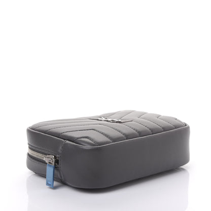 Saint Laurent Lambskin Y Quilted Monogram Loulou Cosmetic Case Asphalt Grey 4 of 9