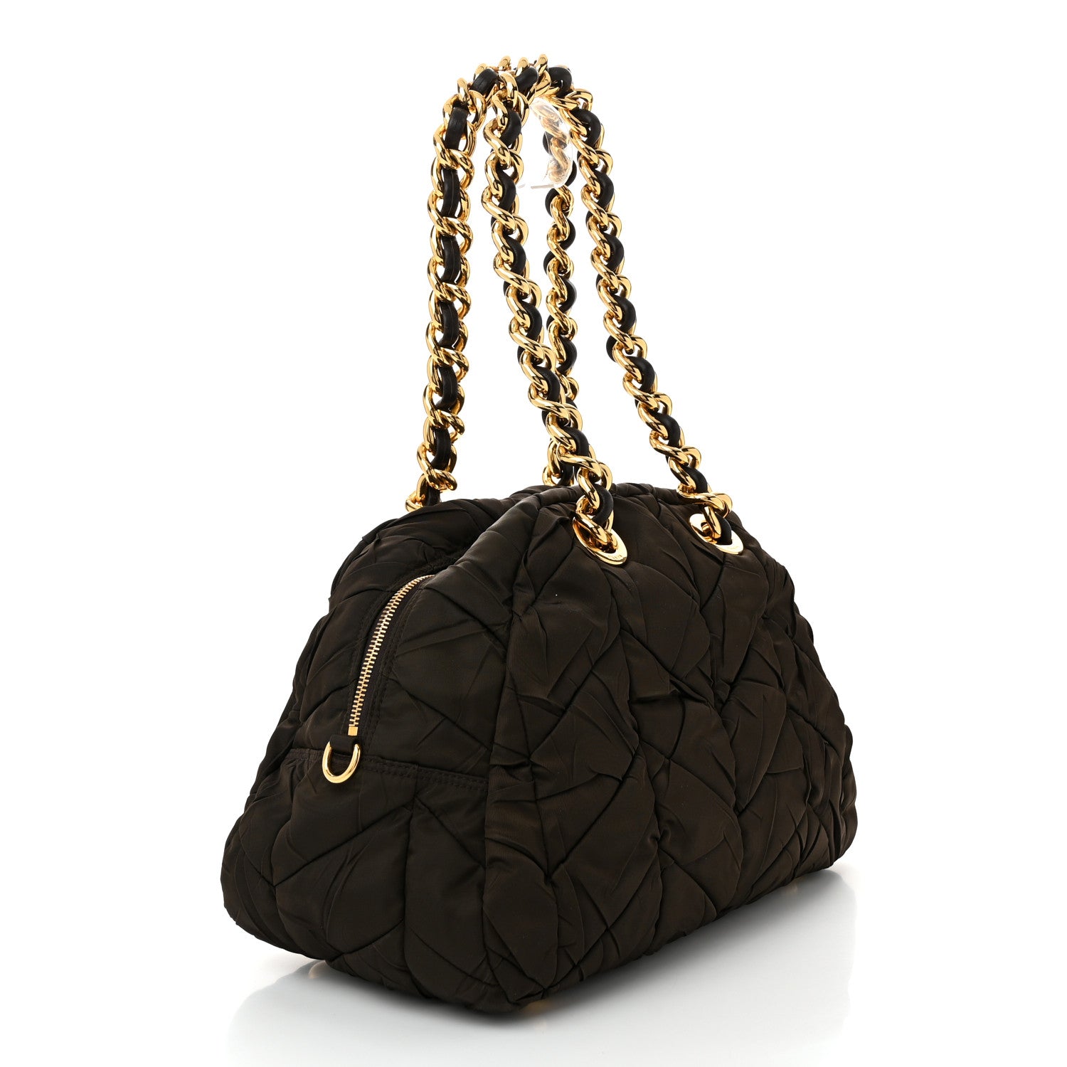 Prada Tessuto Nylon Chevron Catena Bag Ebano 3 of 12