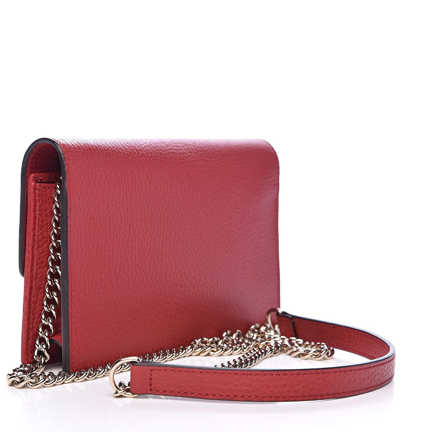Gucci Dollar Calfskin Interlocking G Chain Wallet Red 3 of 10