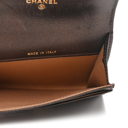 Chanel Metallic Goatskin Camellia Embossed Flap Card Holder Wallet Brown 5 of 8