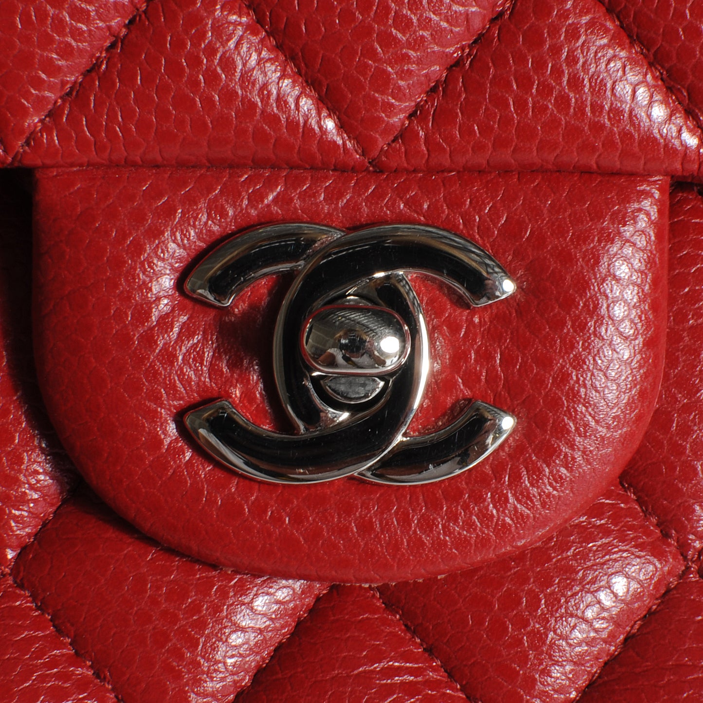 Caviar Quilted Medium Double Flap Red