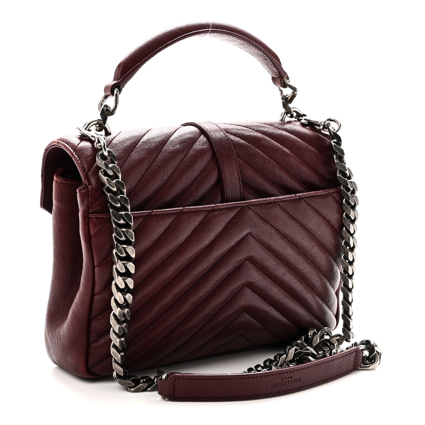 Sheepskin Matelasse Chevron Monogram Medium College Bag Rouge Legion