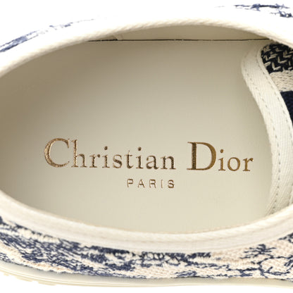 Christian Dior Canvas Toile De Jouy Embroidered Womens Walk Dior Low Top Sneakers 39.5 Off White Navy 8 of 9