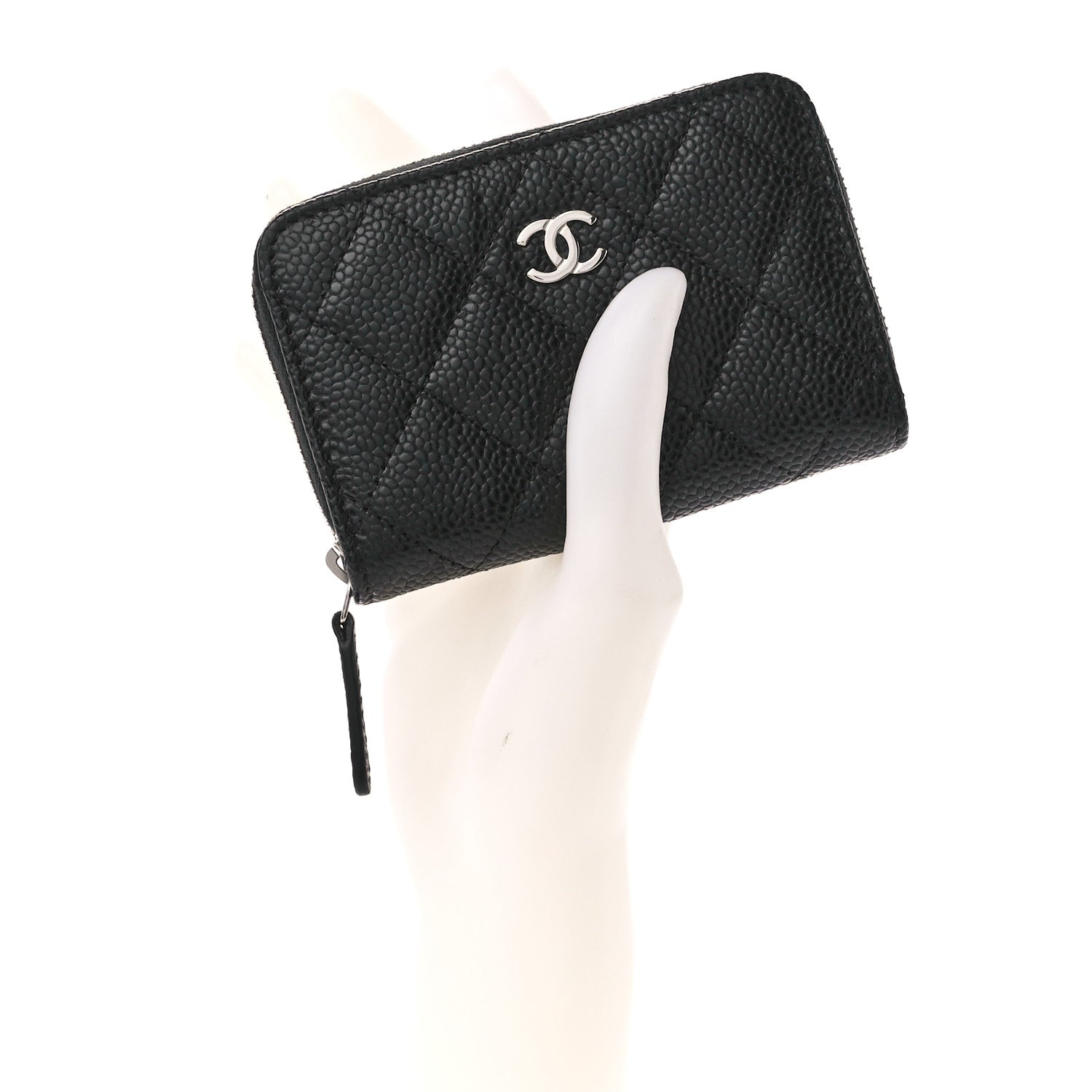 Chanel Caviar Quilted Zip Coin Purse Black 2 of 11