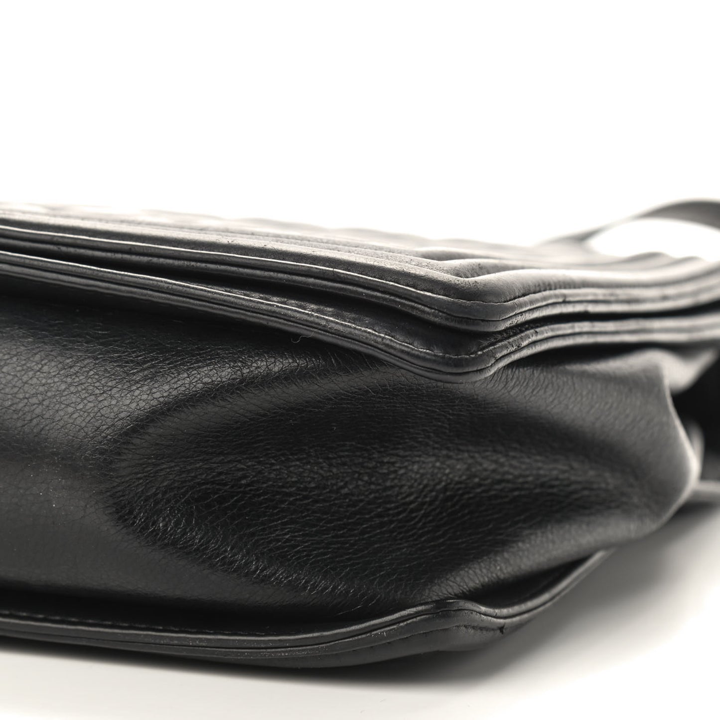 Calfskin Quilted Large Boy Flap Black