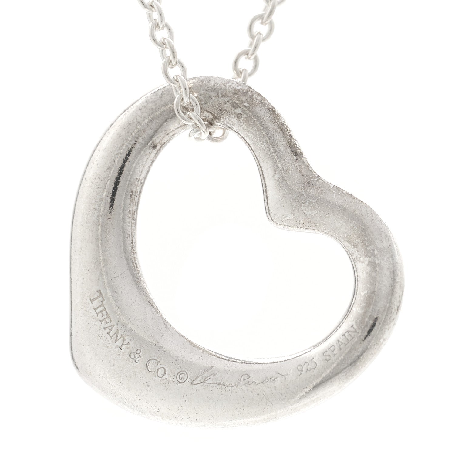 Tiffany Sterling Silver 22mm Elsa Peretti Open Heart Pendant Necklace 4 of 5
