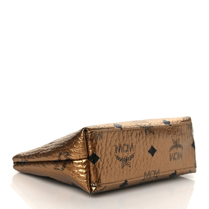 MCM Metallic Visetos Cosmetic Pouch Gold 4 of 9