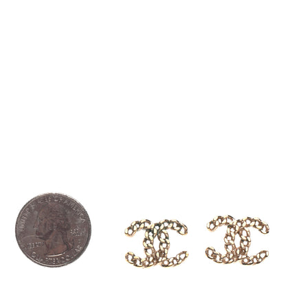 Chanel Metal Chain Link CC Earrings Gold 2 of 4