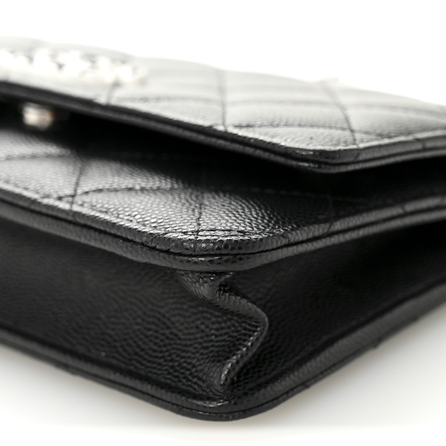 Caviar Quilted Crystal CC Wallet On Chain WOC Black