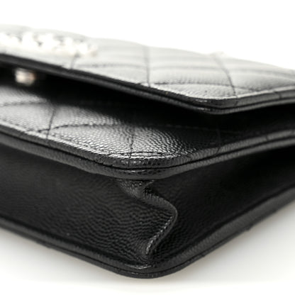 Chanel Caviar Quilted Crystal CC Wallet On Chain WOC Black 11 of 11