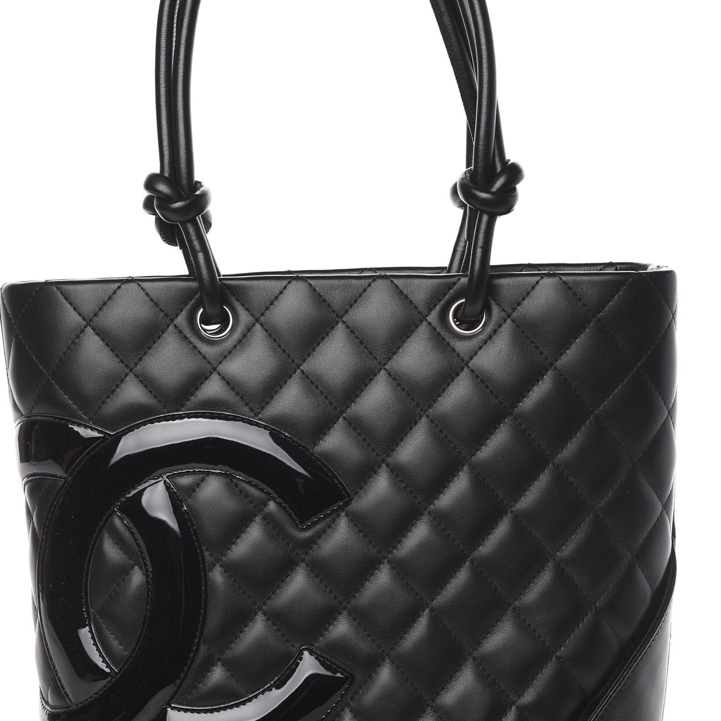 Calfskin Quilted Medium Cambon Tote Black