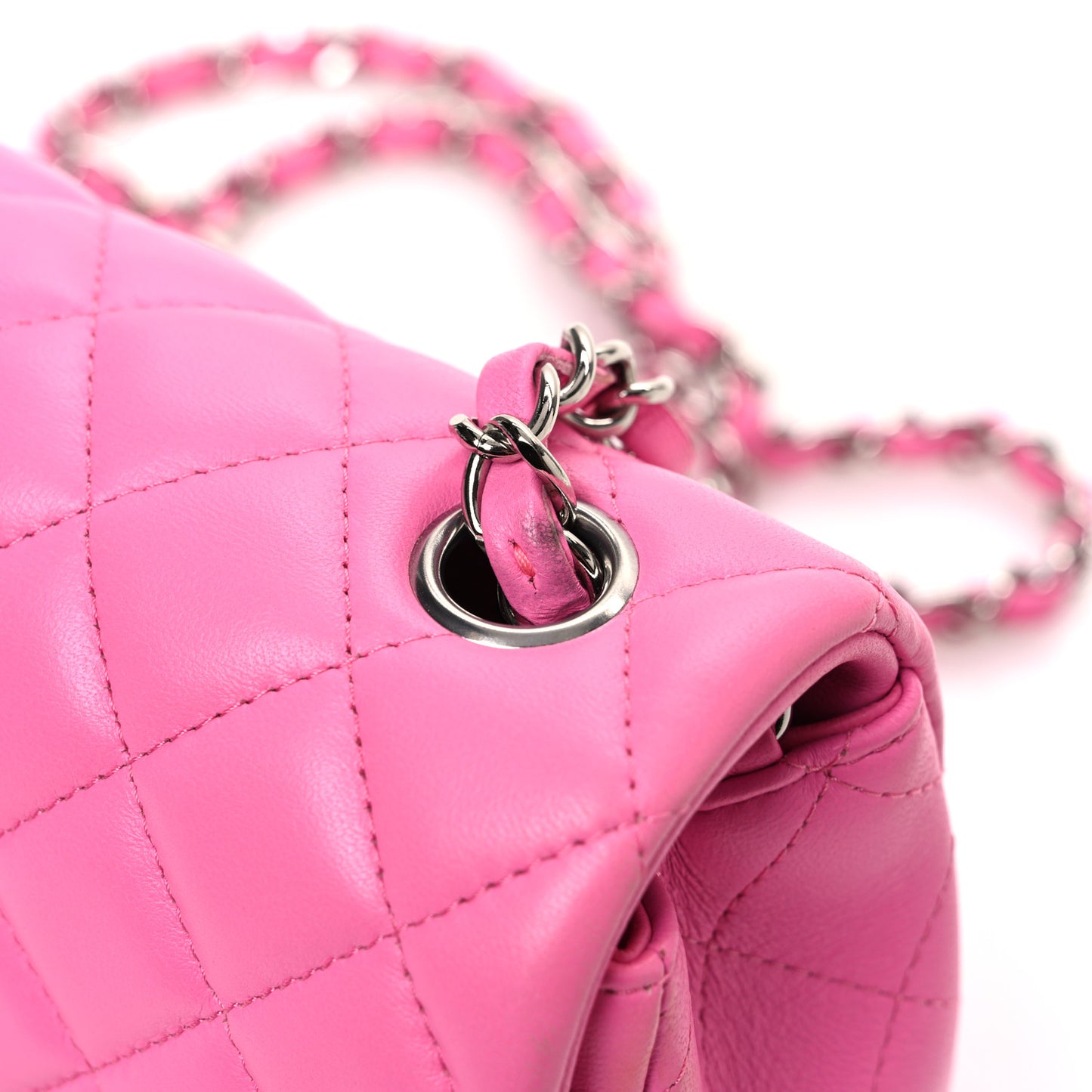 Lambskin Quilted Mini Rectangular Flap Pink