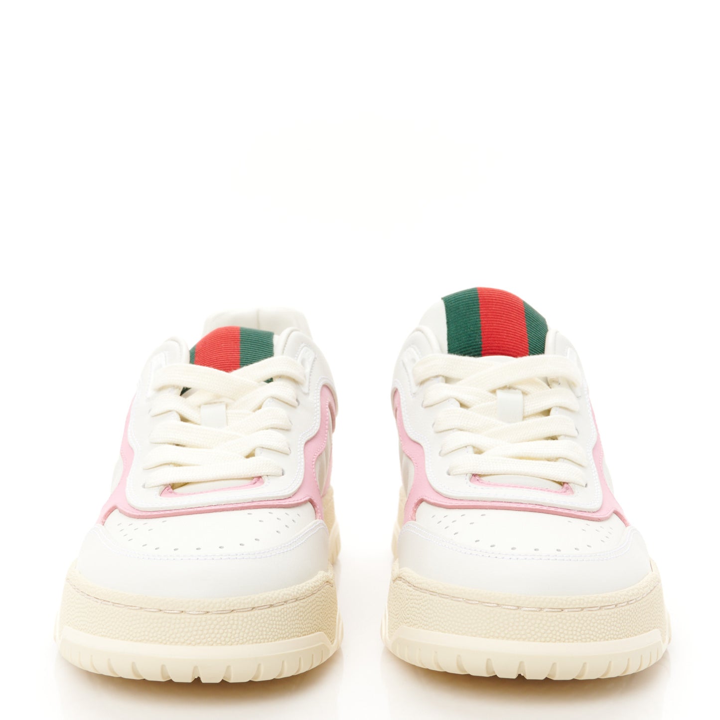 Calfskin Womens Re-Web Sneakers 38 White Pink