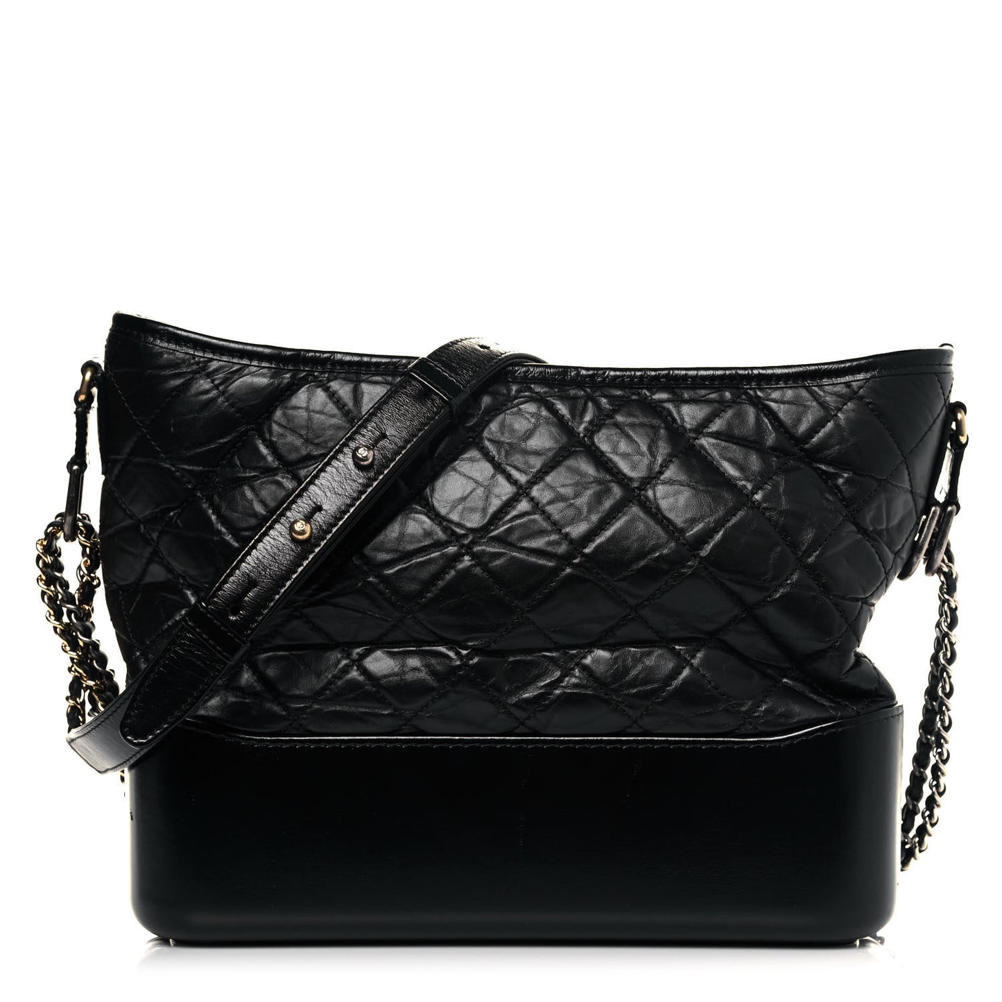 Aged Calfskin Quilted Medium Gabrielle Hobo Black