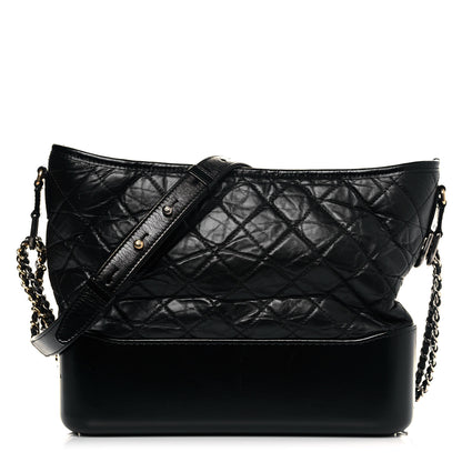 Chanel Aged Calfskin Quilted Medium Gabrielle Hobo Black 1 of 14