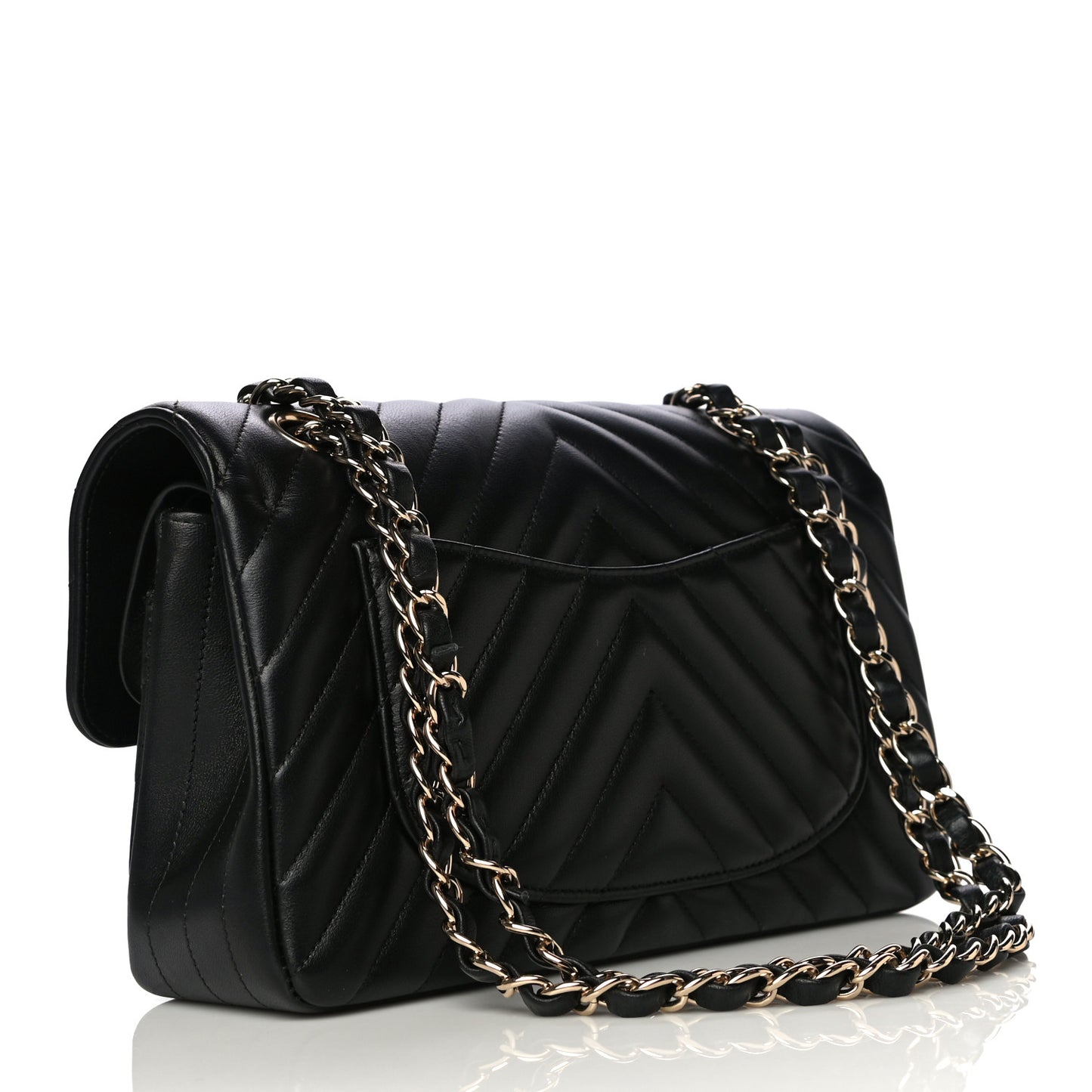 Lambskin Chevron Quilted Small Double Flap Black