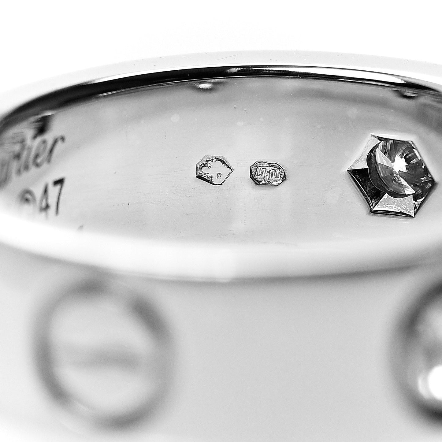 18K White Gold 3 Diamond 5.5mm LOVE Ring 47 4