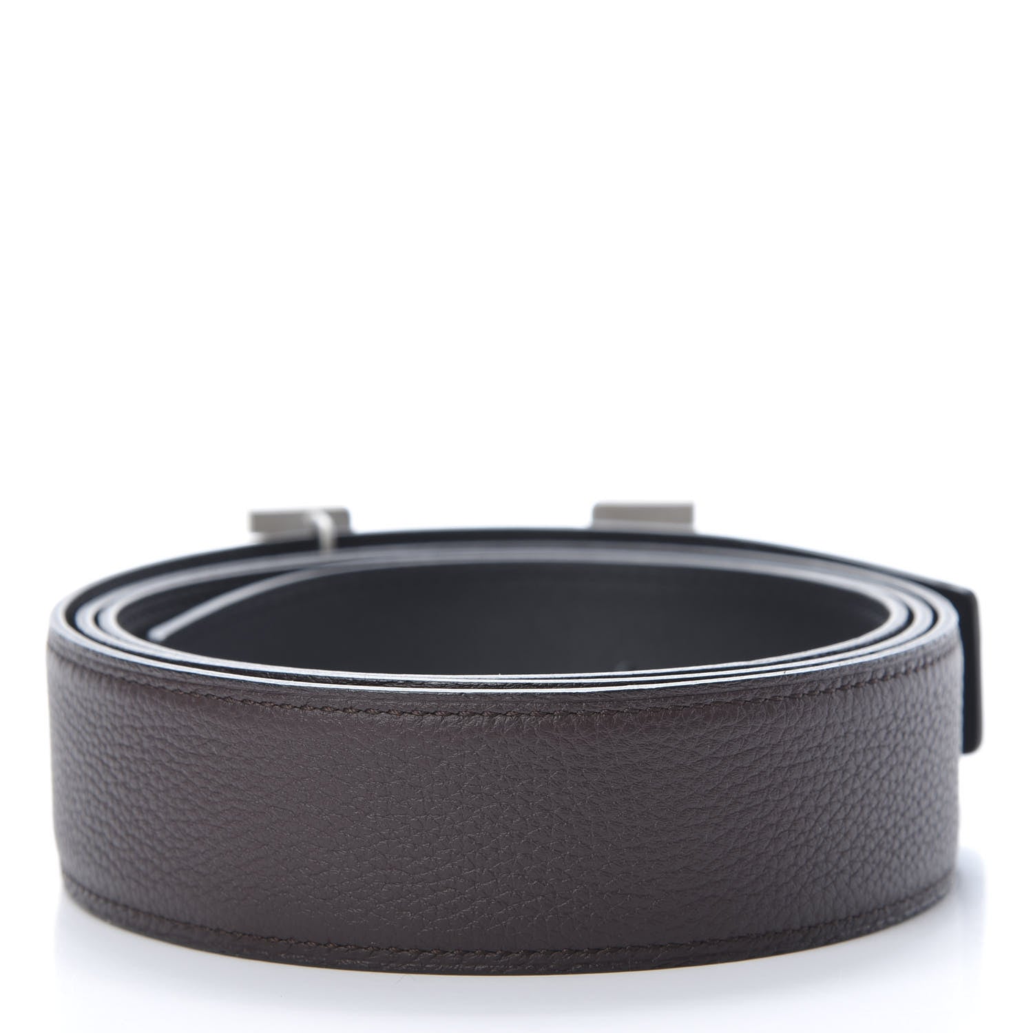 Hermes Togo Swift 42mm Constance H Belt 115 Black Chocolate 2 of 6