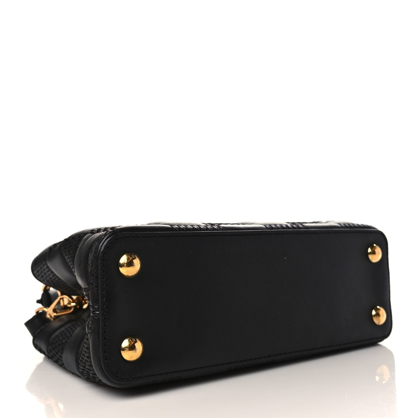 Lambskin Damier Quilt Capucines BB Matte Black
