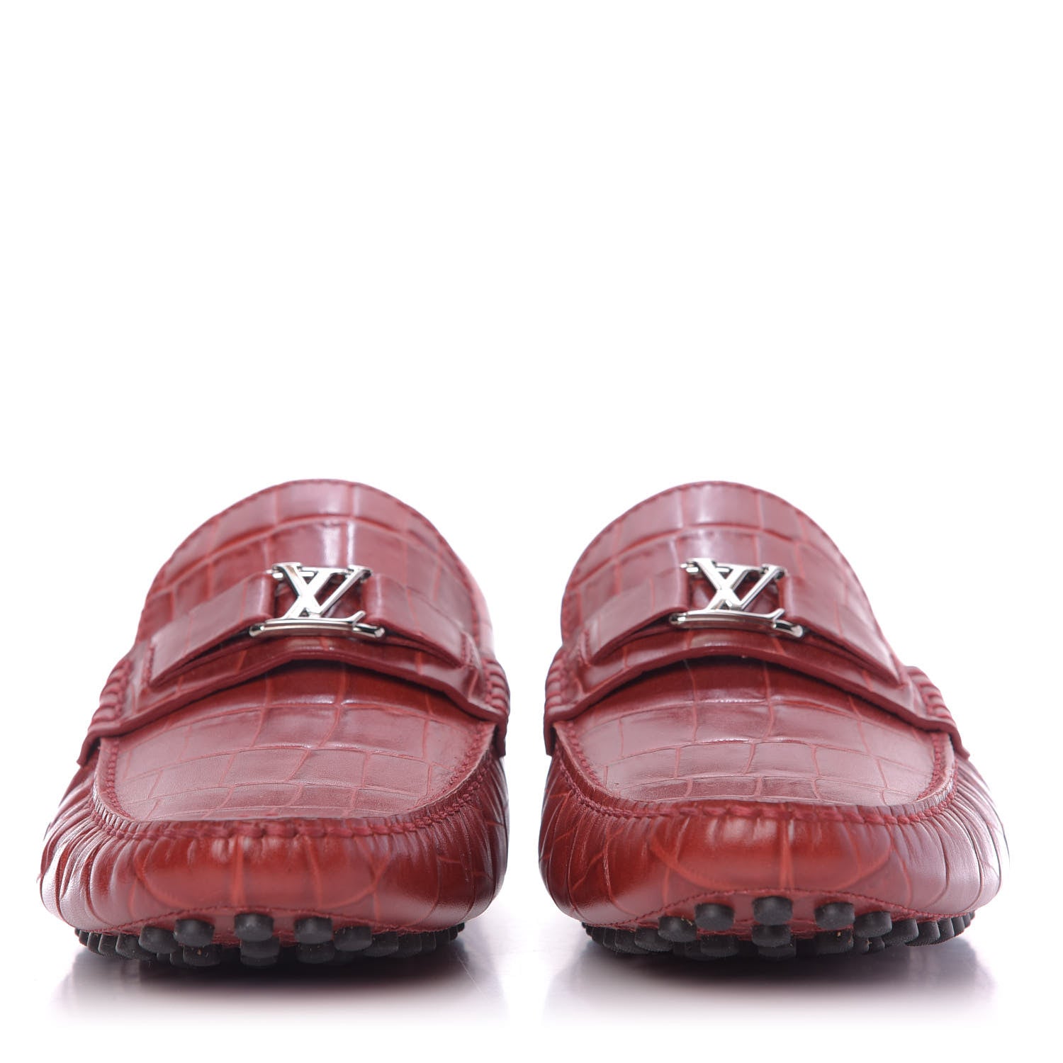 Louis Vuitton Alligator Hockenheim Moccasin Loafers 11 Red 3 of 9