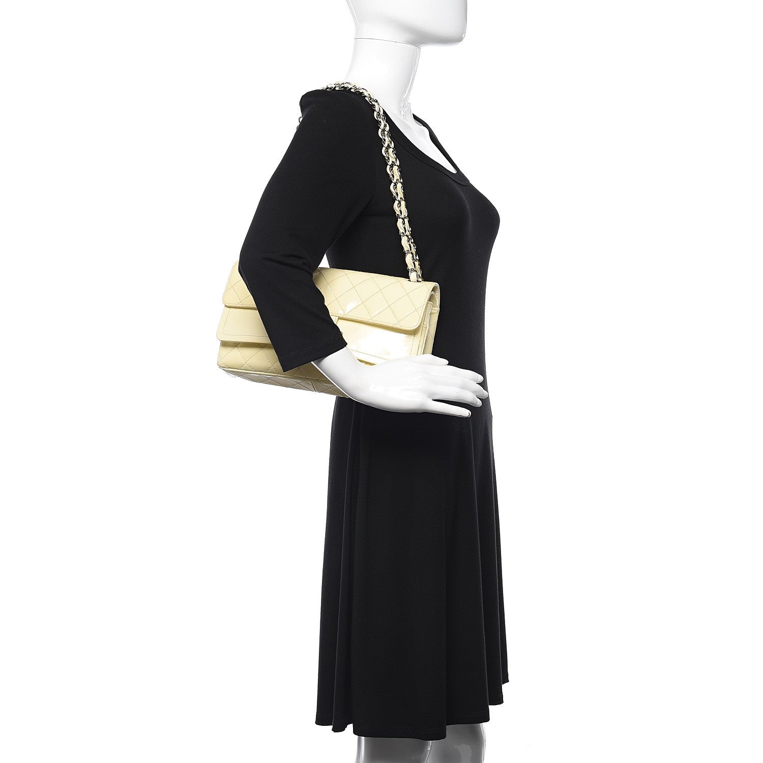 Chanel Patent Quilted Medium Double Flap Ivory 2 of 26