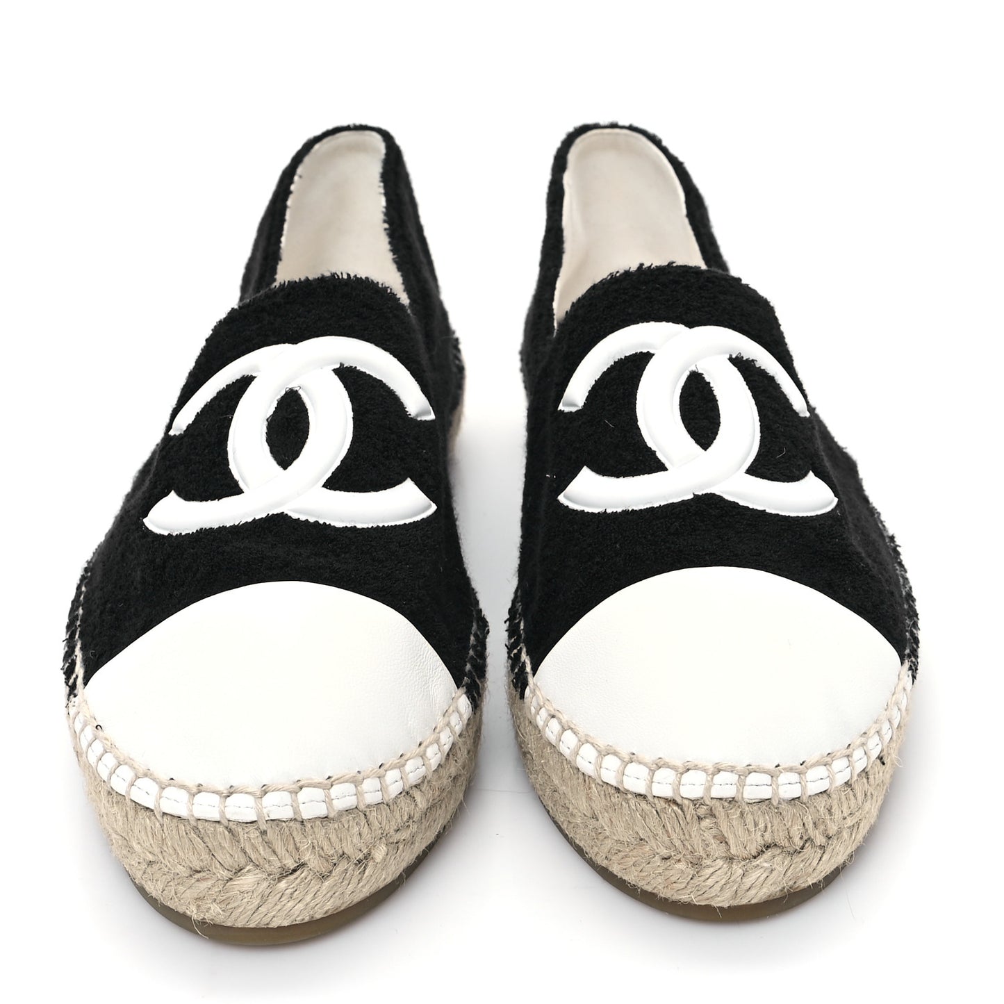 Cotton Lambskin CC Espadrilles 41 Black White