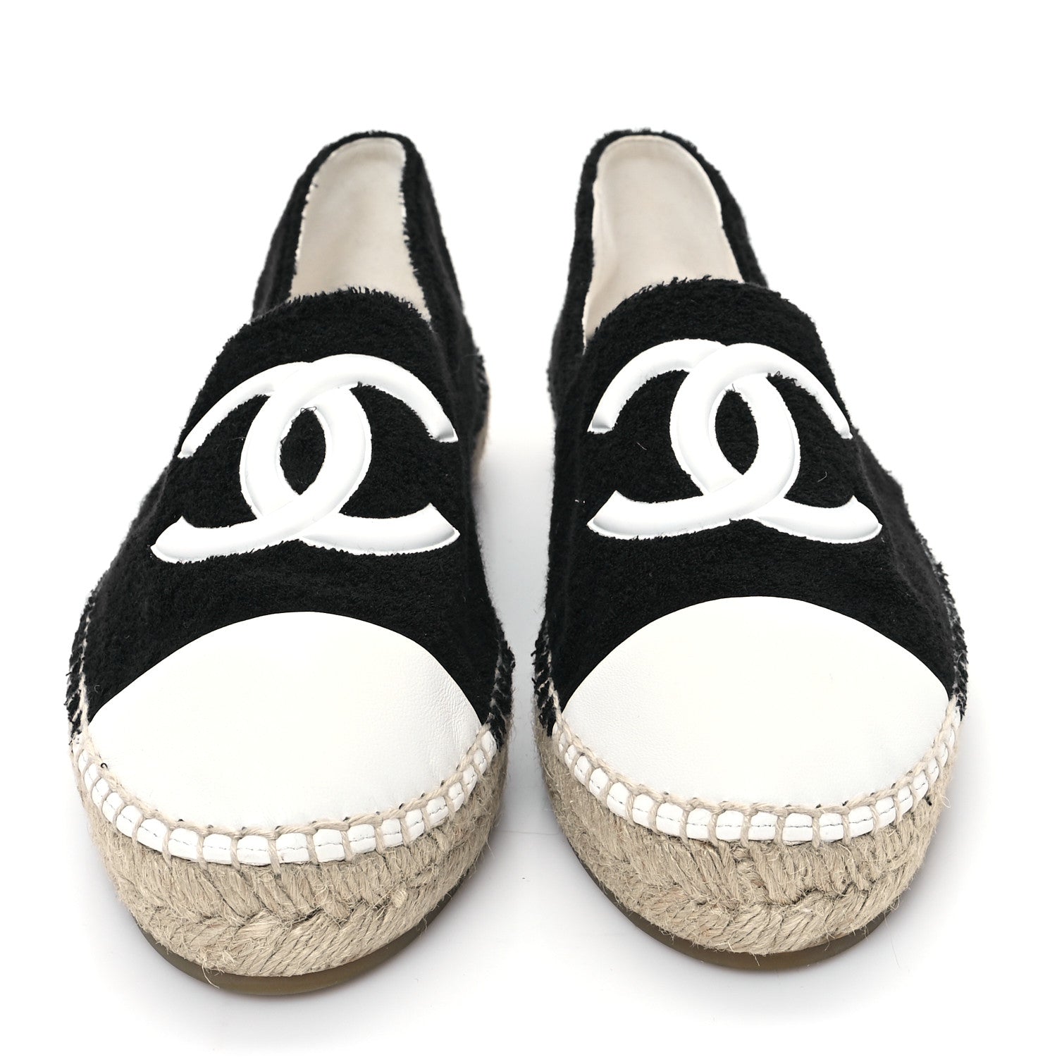 Chanel Cotton Lambskin CC Espadrilles 41 Black White 3 of 10