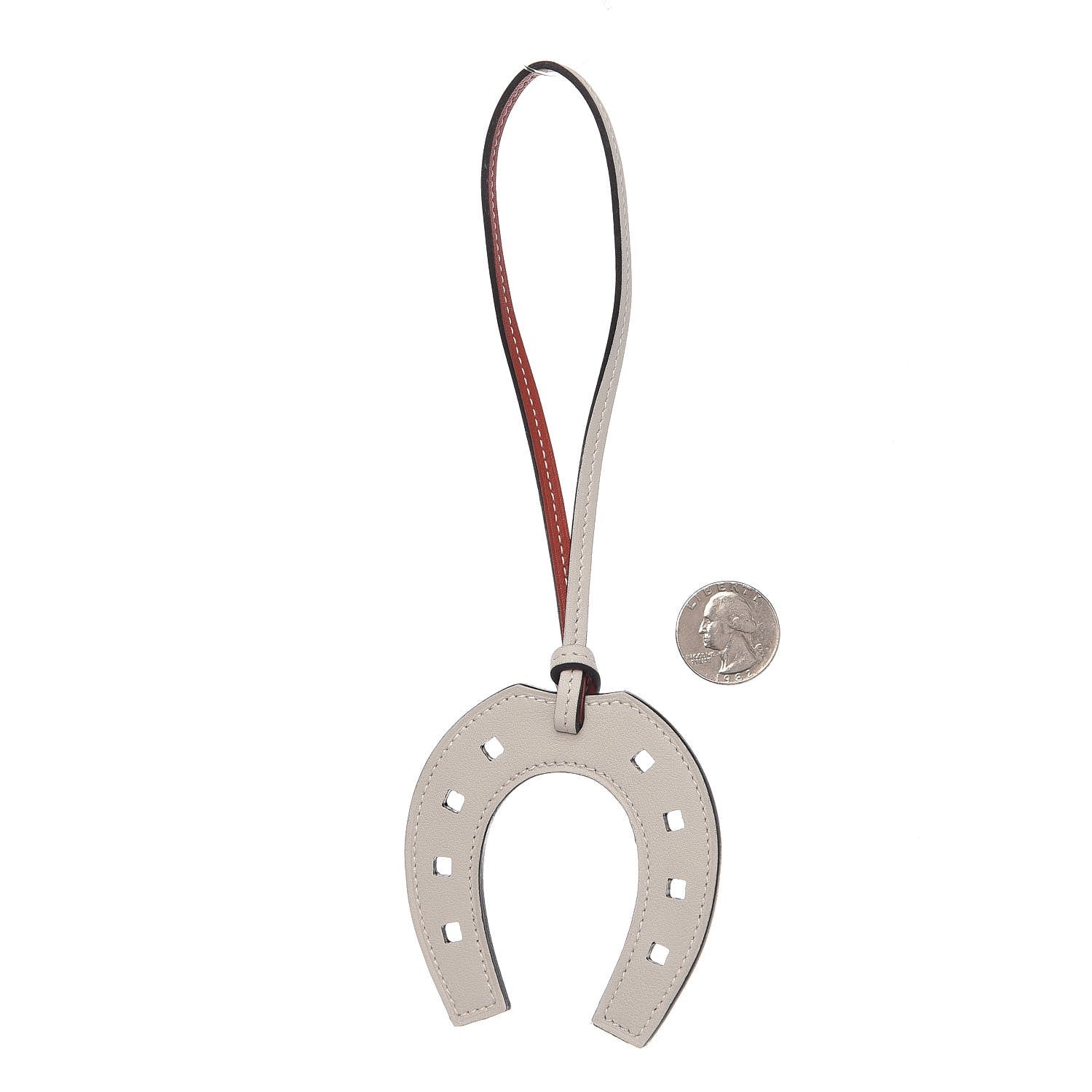 Hermes Swift Paddock Horseshoe Bag Charm Gris Perle Brique 2 of 4