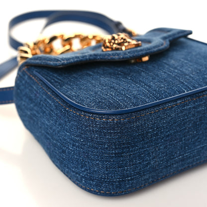 Versace Denim Mini La Medusa Chain Top Handle Bag Navy Blue 6 of 7