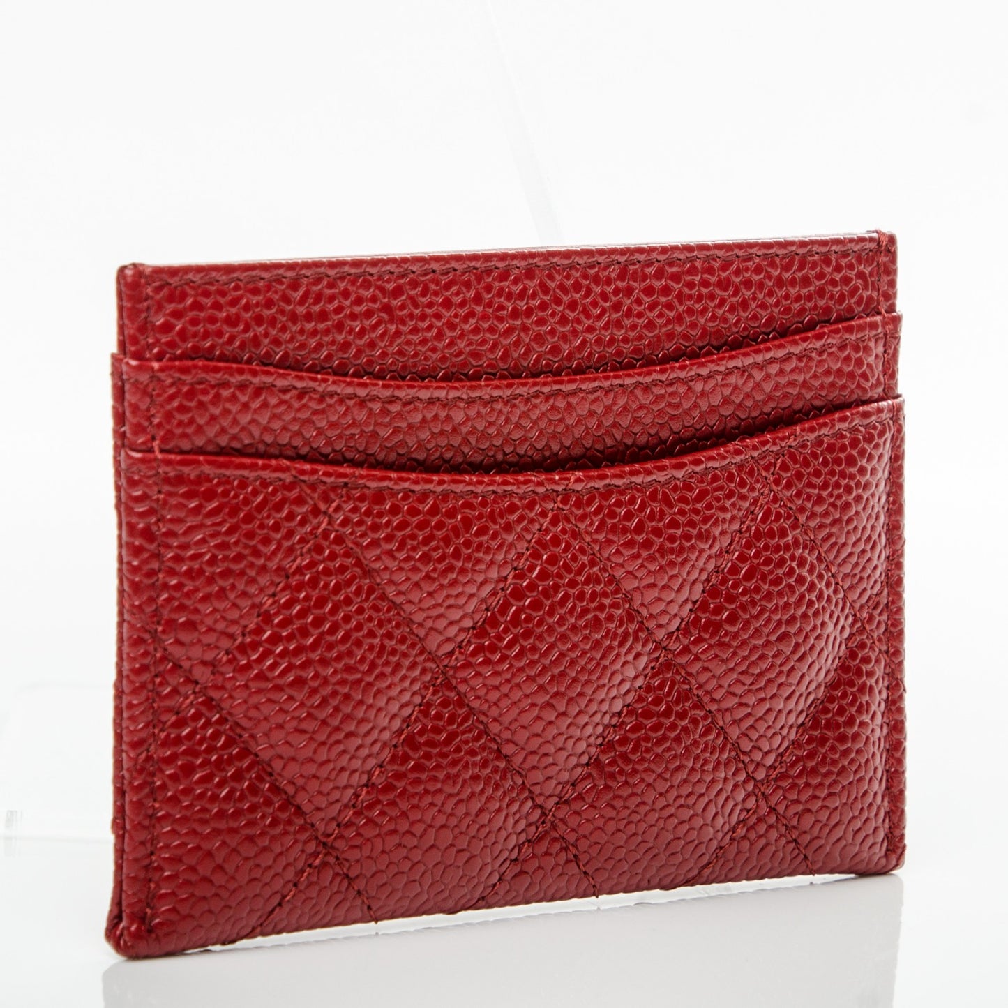 Caviar Quilted Card Holder Red