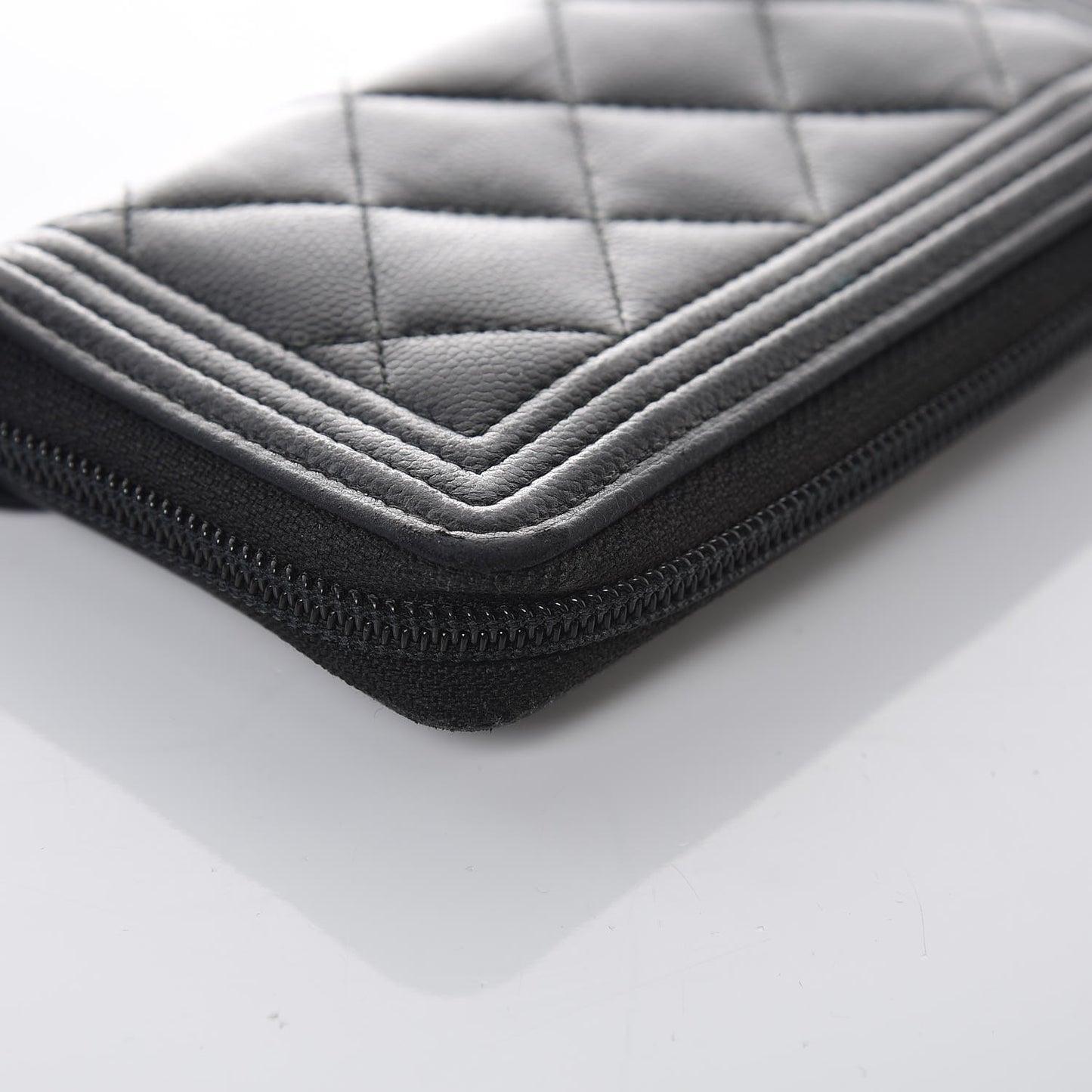 Caviar Quilted Boy Small Zip Around Wallet So Black