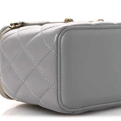 Chanel Lambskin Quilted Small Pearl Crush Vanity Case With Chain Grey 9 of 13