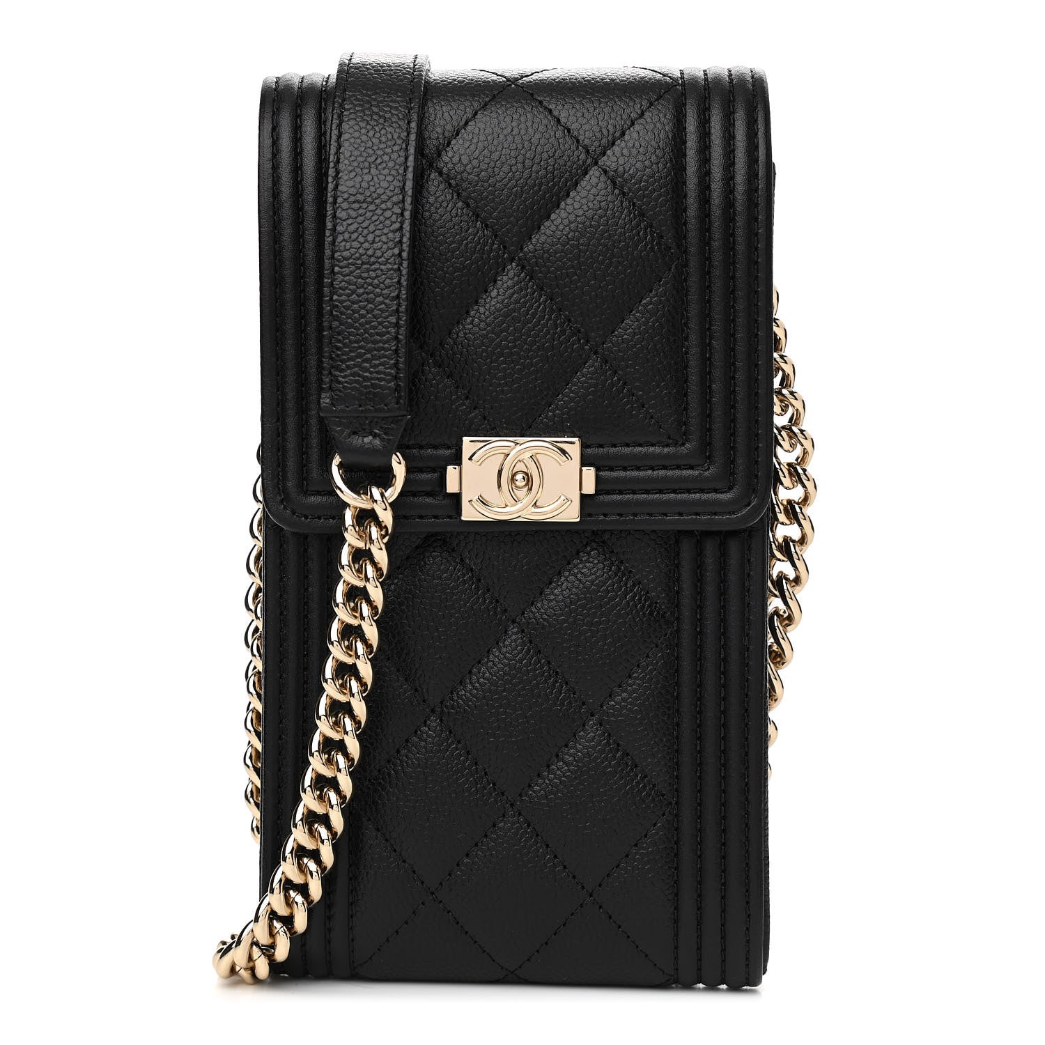 Chanel Caviar Quilted Boy Phone Holder Black 1 of 12