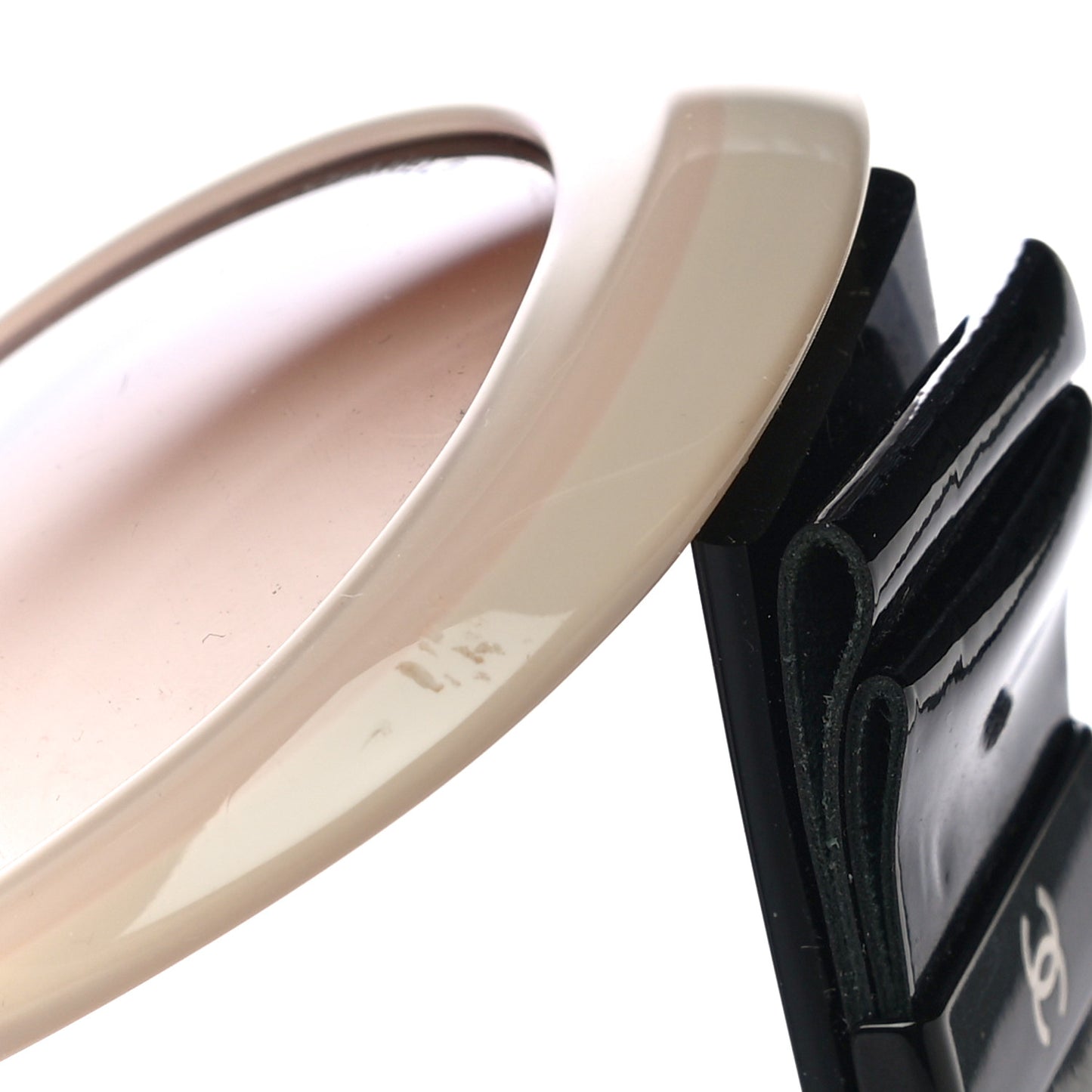 Acetate Patent CC Bow Sunglasses 5282-Q Beige Black