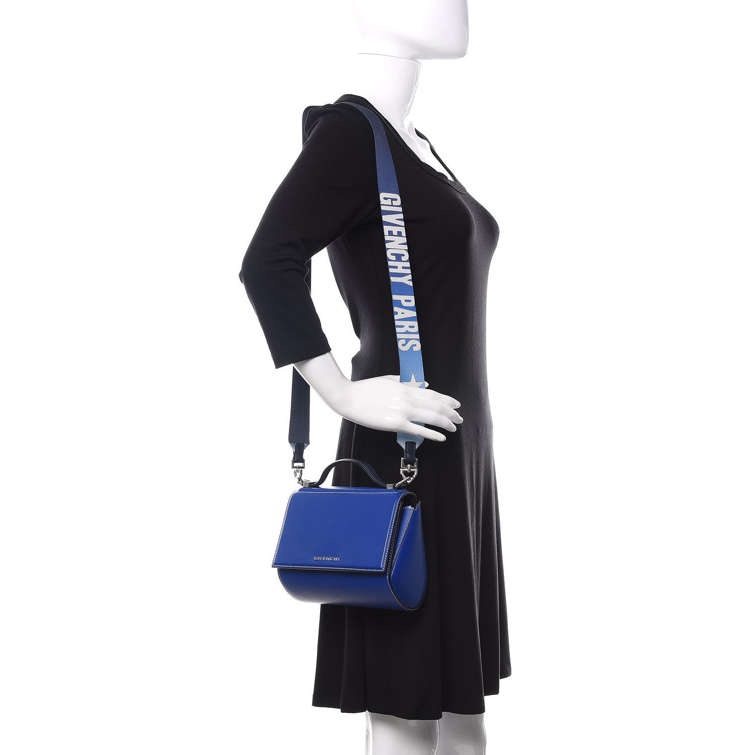 Givenchy Calfskin Mini Pandora Box Logo Strap Crossbody Bag Moroccan Blue 2 of 10