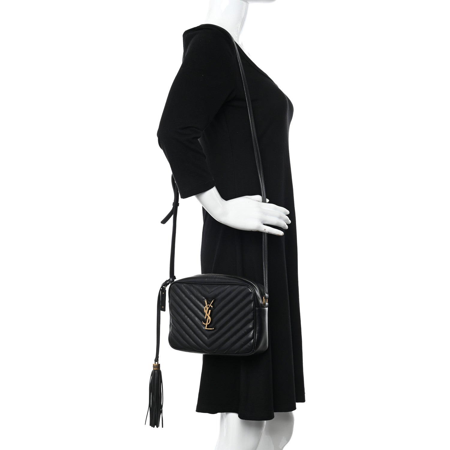 Saint Laurent Calfskin Matelasse Monogram Lou Camera Bag Black 2 of 14