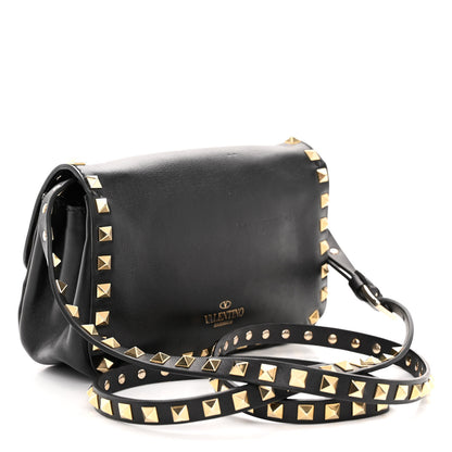 Valentino Garavani Vitello Mini Rockstud Flap Saddle Crossbody Bag Black 3 of 9